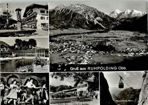 Ruhpolding Dorfplatz Kurgarten Kronentanz Kurhaus Rauschberg-Bahn