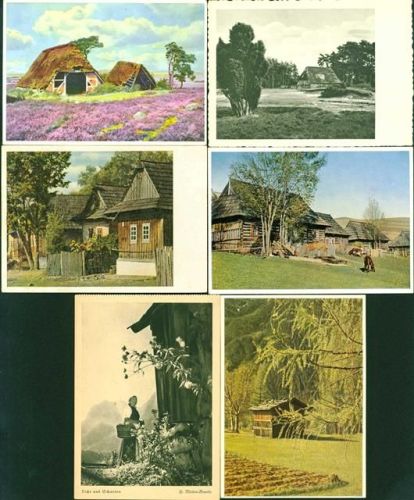Holzhütten Lot mit 7 AK, ca. 1940-1990; gute Erhaltung, nicht gelaufen