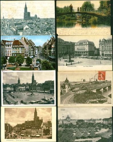 Strasbourg Lot mit 60 AK + 2x Cabinett Foto, ca. 1901-1944; teils leichte Gebrauchsspuren, größtenteils gelaufen