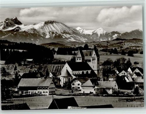 Steingaden Ortsansicht mit Münster und Allgäuer Berge