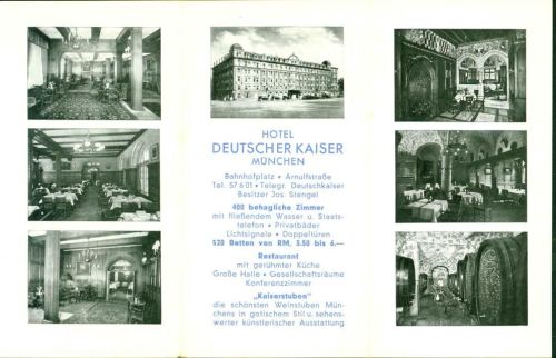 München Hotel Deutscher Kaiser, 3-fach Klappkarte ca. 13,6 x 7,1cm