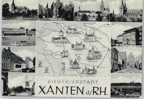Xanten Karte Gesamtansicht Dom Markt Schule Mühle Theater
