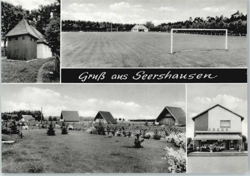 Seershausen Fußball Wiese Haus Zaun Baum