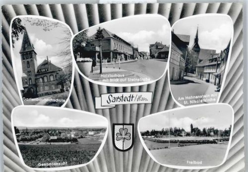 Sarstedt Steinstraße, Holztorhaus, Kirche, Schwimmbad, Gartenbauhochschule