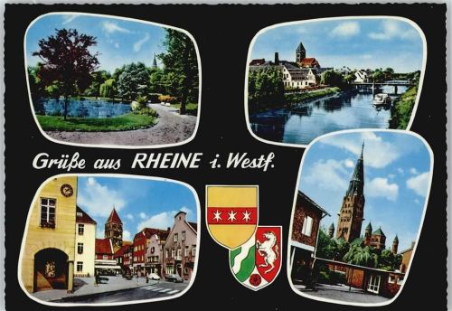 Rheine Fluss Schiff Brücke Straße Auto Fußgänger