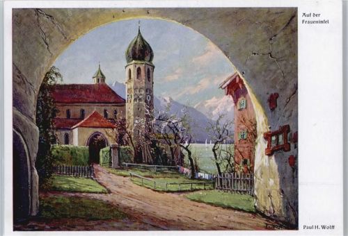 Chiemsee Künstlerkarte (Wolff), Fraueninsel im Chiemsee