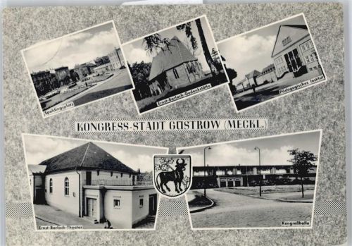 Güstrow Spaldingsplatz, Ernst-Barlach-Gedenkstätte, Pädagogisches Institut, Kongresshalle