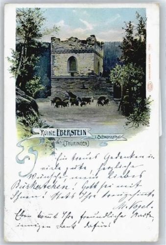 Hilders 1902 Ruine Eberstein im Schwarzatal (Burg Tannenfels oder Burg Tannfölsch) Wildschweine