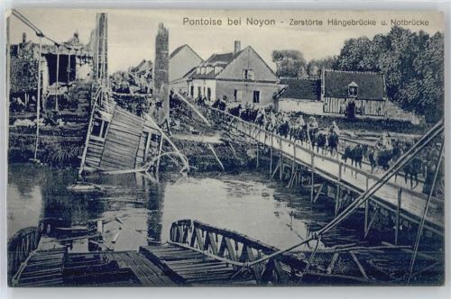 Pontoise Zerstörte Hängebrücke, Notbrücke