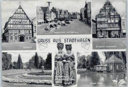 Stadthagen Gildehof, Marktplatz, Rathaus, Stadtgarten, Brauerei-Ausschank, Stadt-Cafe