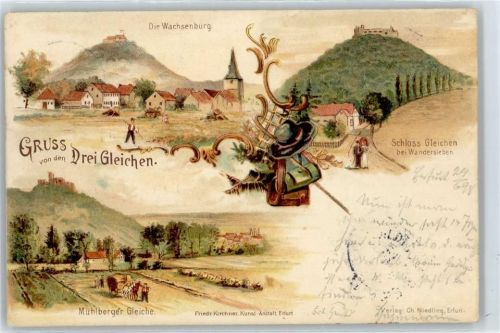 99869 O5801 Wandersleben Lithographie / Künstlerkarte Mühlberger Gleiche