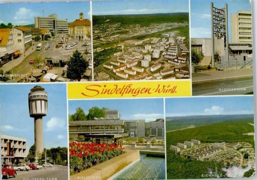 Sindelfingen Rathausplatz, Glockenturm, Eichholz, Bibliothek, Goldberg-Turm