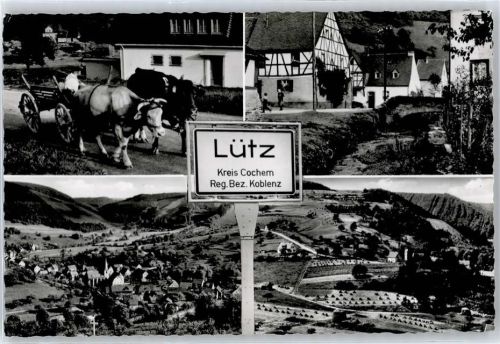 Lütz Ortsschild, Gesamtansicht, Bachpartie