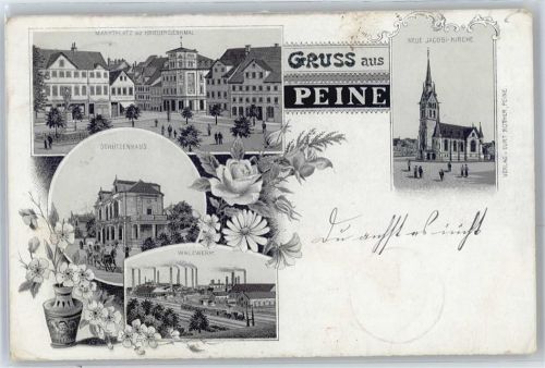 Peine Schützenhaus, Marktplatz, Kriegerdenkmal, Kirche, Walzwerk