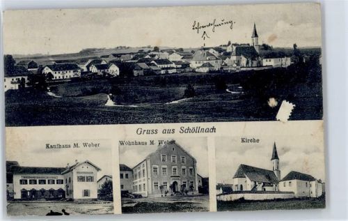 Schöllnach Kirche, Wohnhaus Geschäft Kaufhaus M. Weber