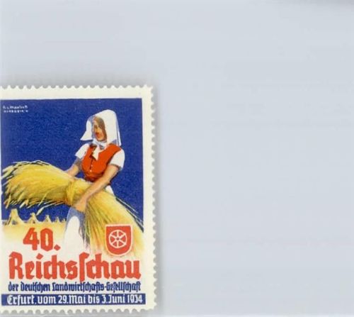 Erfurt Vignette, 40. Reichsschau der Deutschen Landwirtschafts-Gesellschaft 1934