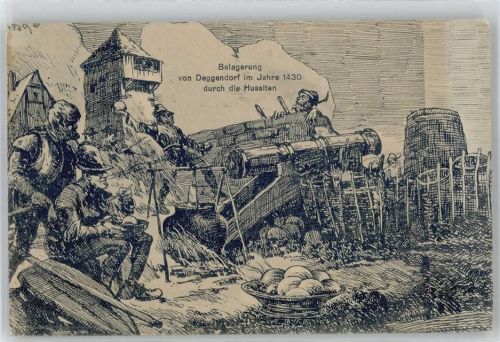 Deggendorf Historische Ansichtskarte, Belagerung 1430 durch die Hussiten