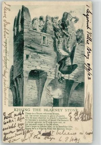 1903 Kissing the Blarney Stone Schloß Legende Sage Irland