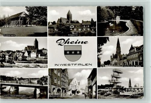 Rheine Gradierwerk Emspartie Tiergarten Emswehr Wappen Ibbenbürener Straße Alte und Neue Emsbrücke Marktstraße Freibad Sprungturm
