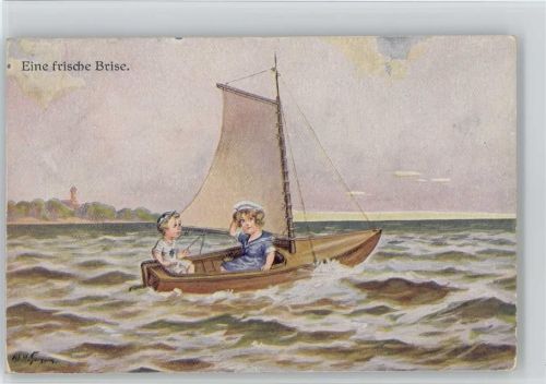 Eine frische Brise Segelboot Kinder sign Ad. Hoffmann