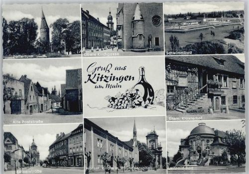 Kitzingen Falterturm Obere Kirchgasse Schwimmbad Alte Poststraße Klosterhof Kaiserstraße Protest.Kirche Pfründnerspital Luitpold-Bad