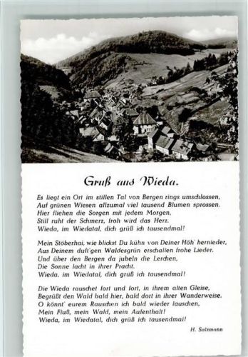 37447 W3426 Wieda - Ort und Gedicht von Salzmann ca 1965 AK