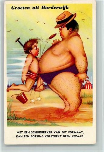 Dick und dünn stoßen am Strand zusammen 1958 AK