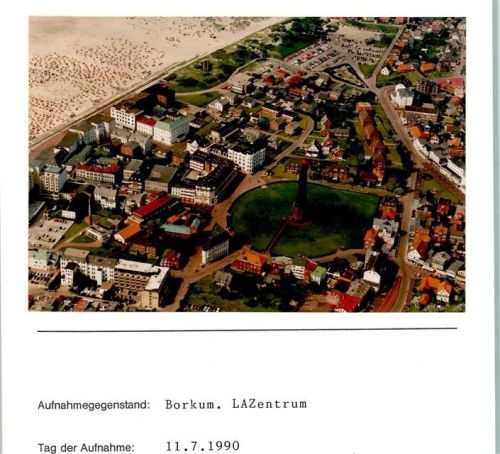Borkum Luftaufnahme Zentrum Foto montiert auf Karton