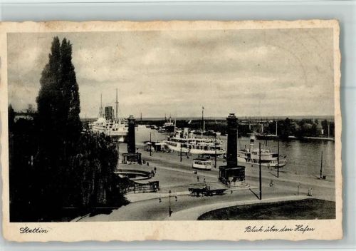 Stettin Hafen Straßenbahn Dampfer Schiff