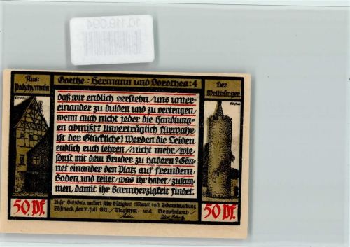Pößneck Notgeld 50 Pf. Goethe