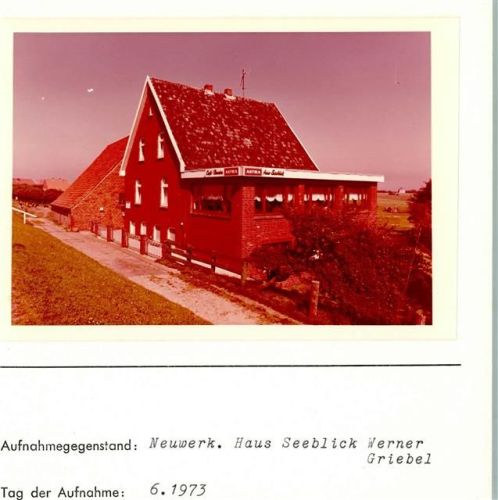 Hamburg-Insel Neuwerk Foto montiert auf Karton Haus Seeblick Werner Griebel