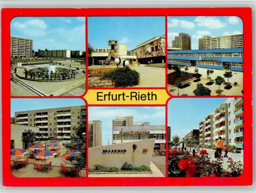 Erfurt Brunnen der Völkerfreundschaft Zentrum Ambulatorium Café Berolina Leningedenkstätte Fußgängerbereich Berliner Platz Mehrfachaufnahme Ortsteil Rieth