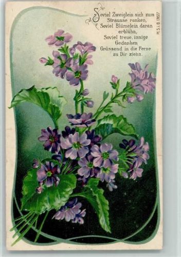 1906 Spruch - Blumen, AK Jugendstil