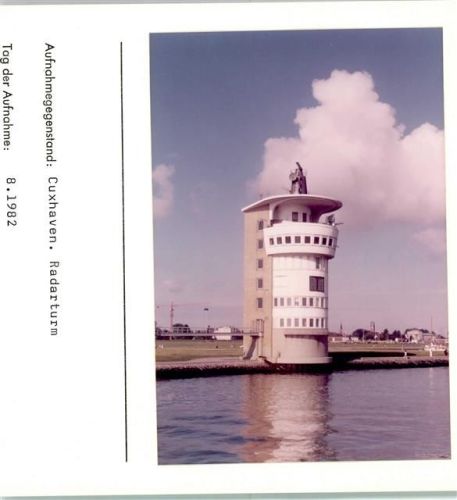 Cuxhaven Radarturm Foto montiert auf Karton