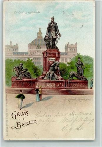 Tiergarten 1901 Reichstagsgebäude Bismarck-Denkmal