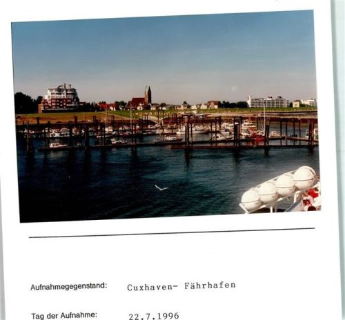 Cuxhaven Fährhafen Foto montiert auf Karton