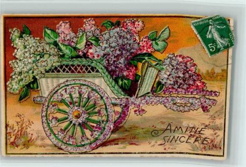 1911 Amitie Sincere - Blumenkarren AK