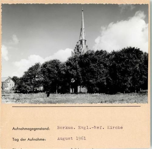 Borkum Evangel.-Reform. Kirche Foto montiert auf Karton