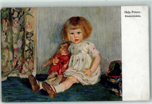 Kinderbildnis mit einer Puppe AK Peters, H. 1918