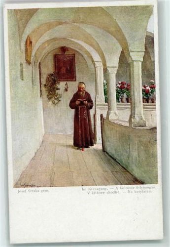 Im Kreuzgang , Mönch Wiener Volkskunst Straka, J.
