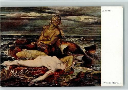 Triton und Nareide - Mythologie, nackte Frau , sehr gute Erhaltung AK