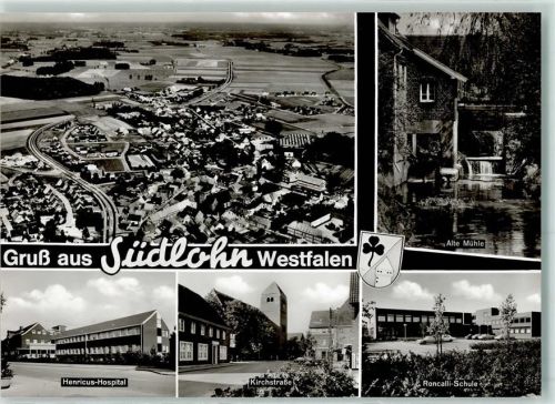 Südlohn Rückseite mit Abschürfungen und Kleberesten Alte Mühle Henricus-Hospital Kirchstraße Roncalli-Schule