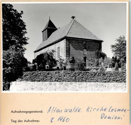 Altenwalde Kirche Cosmae-Damiani Foto montiert auf Karton