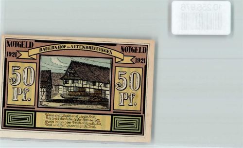 Altenbreitungen Notgeld 50 Pfennig Bauernhof
