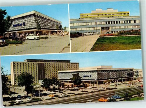 Schwedt Rückseite mit Abschürfungen bzw Kleberesten Centrum Warenhaus Kreiskrankenhaus Arbeiterwohnheim