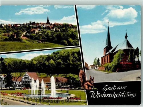 Winterscheid Springbrunnen Kirche Rückseite mit Abschürfungen bzw Kleberesten
