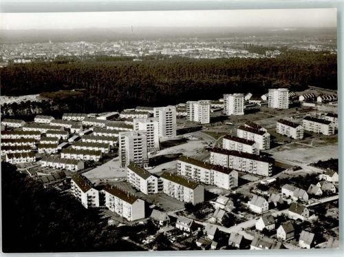 Sprendlingen Rückseite mit Abschürfungen und Kleberesten Fliegeraufnahme Wohnstadt Hirschsprung