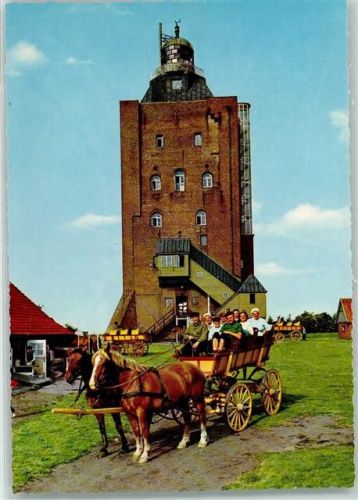 Neuwerk Leuchtturm der Insel mit Wattwagen Rückseite mit Abschürfungen bzw Kleberesten
