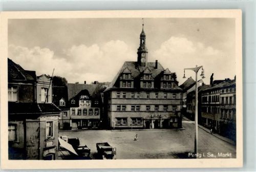 09322 O9294 Penig - Markt Rückseite mit Abschürfungen bzw Kleberesten