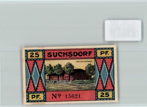 Suchsdorf Notgeld 25 Pfennig Gemeindehaus